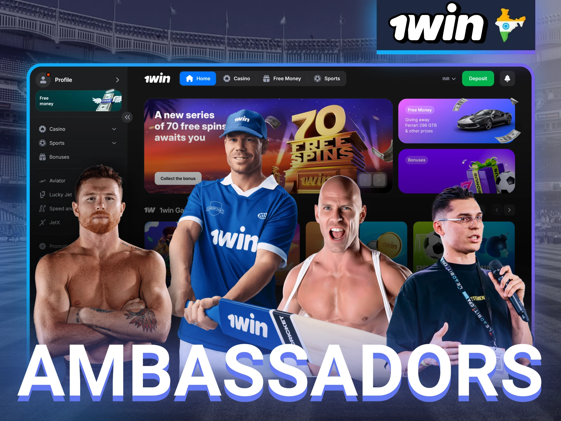 1wins partner with sports celebrities and stars as official brand ambassadors.