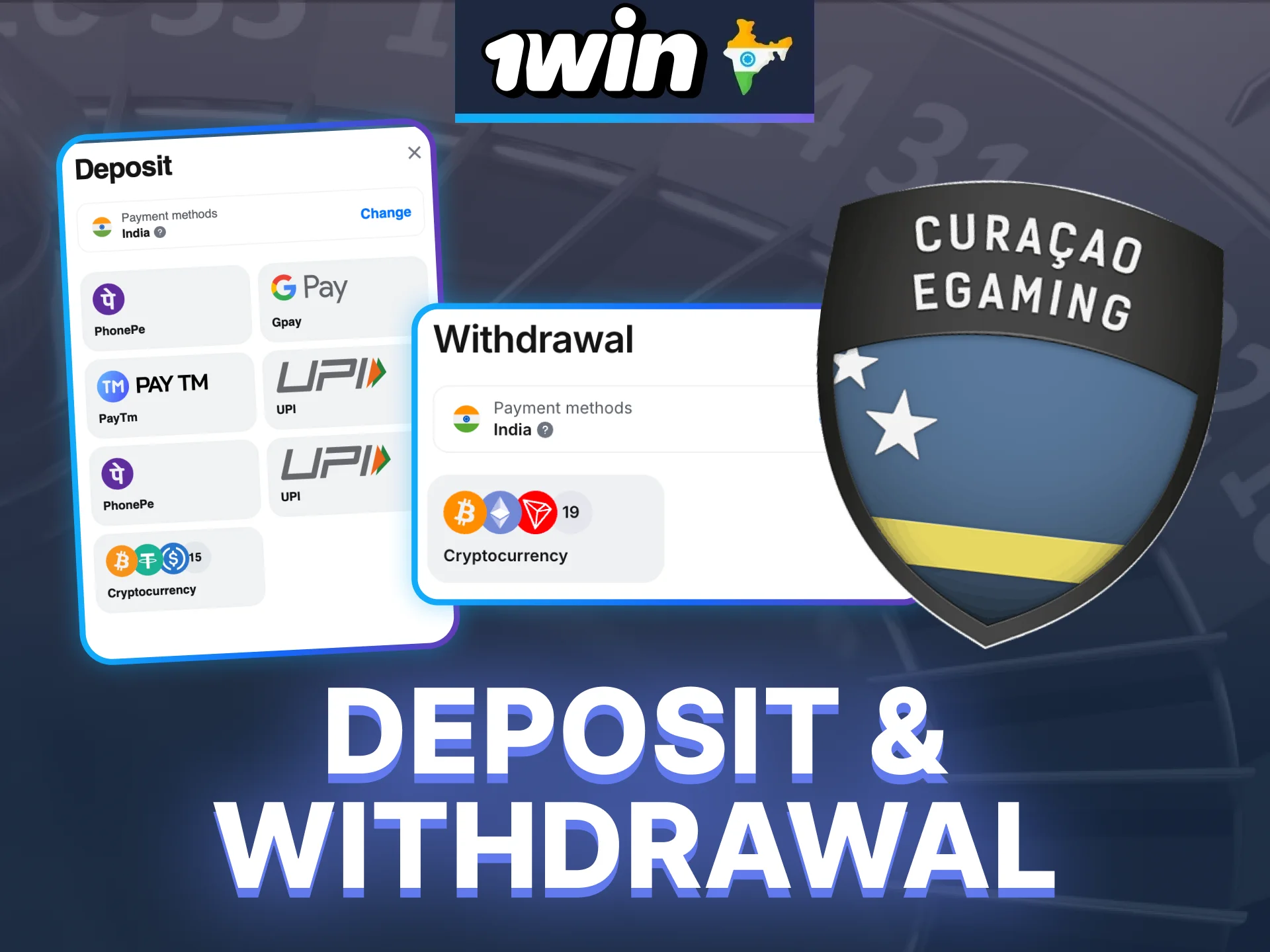 Deposit and withdraw money at 1win and don't worry about your safety.