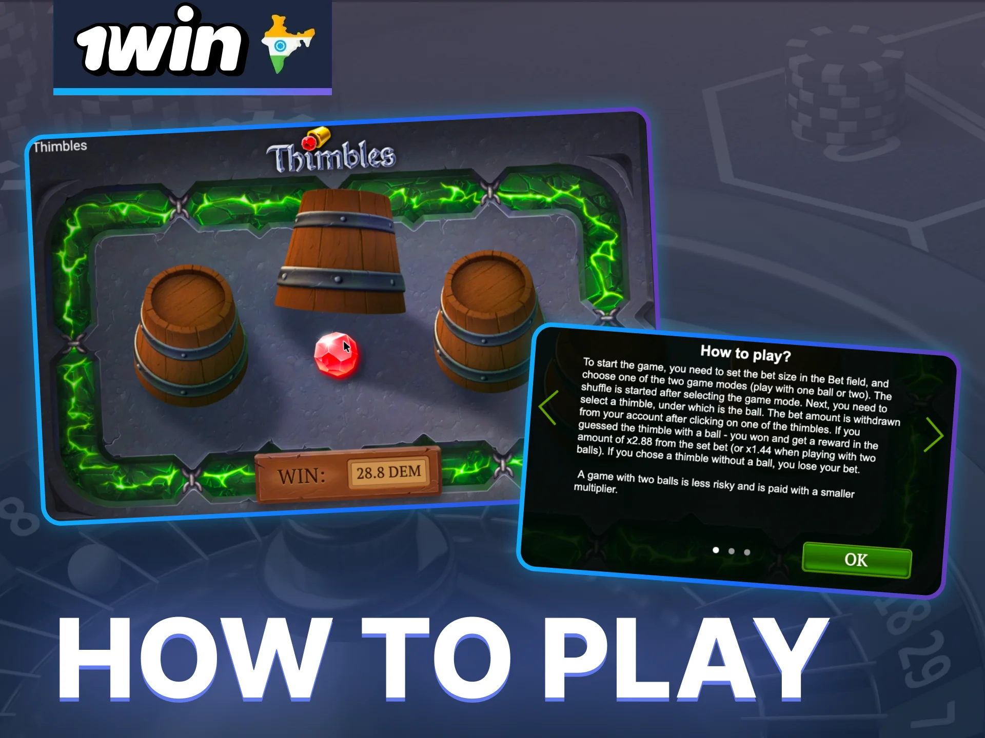 Learn more about the game of 1win Thimbles thanks to complete set of rules.